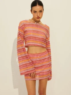 Crew Neck Long Sleeve Skirt Set
