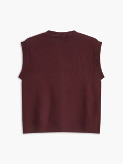 Crew Neck Metal Button Sweater Vest