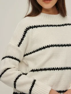 Crew Neck Striped Pullover Sweater