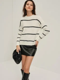 Crew Neck Striped Pullover Sweater