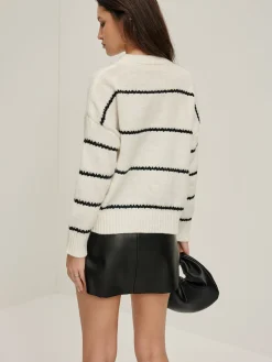 Crew Neck Striped Pullover Sweater