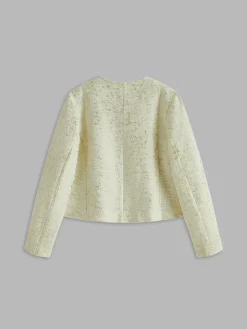 Crew Neck Tweed Breasted Jacket