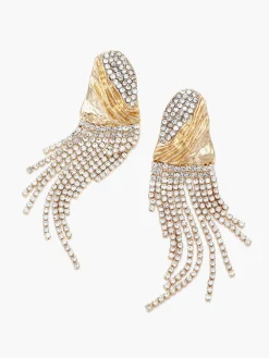 Crinkled Metal Rhinestone Earrings