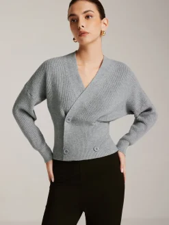 Criss Cross Button Cinched Sweater