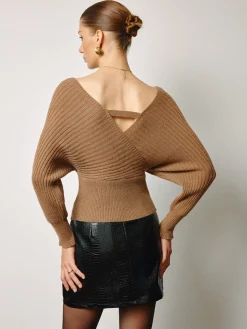 Criss Cross Cinched Waist Sweater