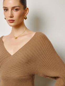 Criss Cross Cinched Waist Sweater