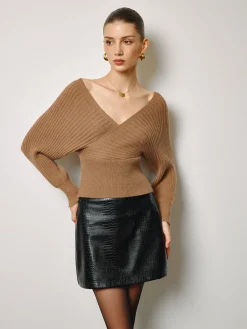 Criss Cross Cinched Waist Sweater