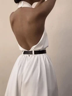 Criss Cross Halter Backless Jumpsuit Without Belt