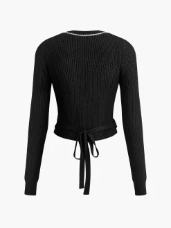 Criss Cross Lace Up Sweater