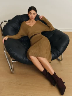 Criss Cross Sweater Dress Without Belt