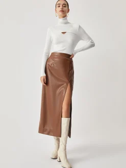 Criss Cross Turtleneck Long Sleeve Knit Top