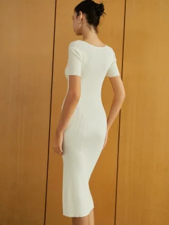Crisscross Split Midi Sweater Dress