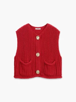Crochet Button-Front Sweater Vest