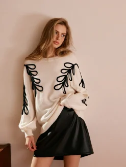 Crochet Floral Pullover Sweater