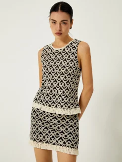 Crochet Wave Pattern Tassel Decor Tank Top