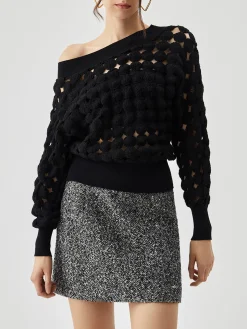 Crocheted Circle Hollow Off Shoulder Blouse