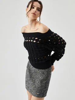 Crocheted Circle Hollow Off Shoulder Blouse