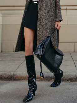 Crocodile Pattern Knee High Boots
