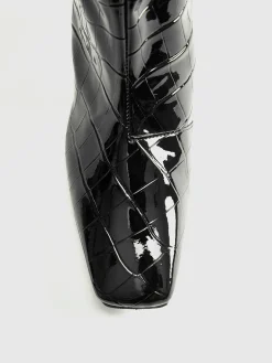 Crocodile Pattern Knee High Boots