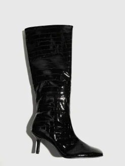 Crocodile Pattern Knee High Boots