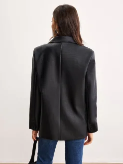 Crocodile PU Leather Button Blazer