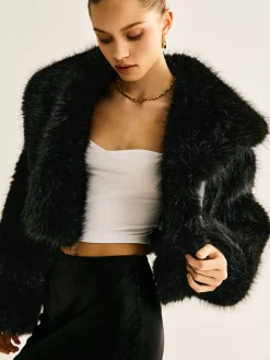 Crop Faux Fur Warm Coat