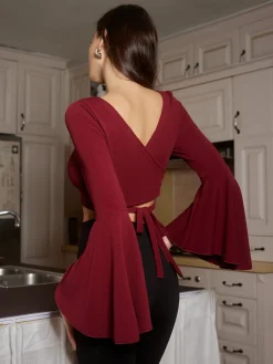 Crop Ruffle Tie T-Shirt