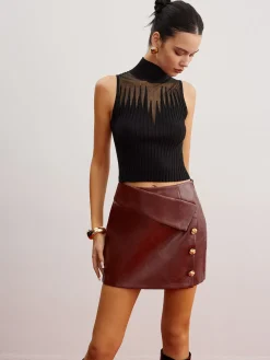 Crop Sheer Panel Sweater Vest