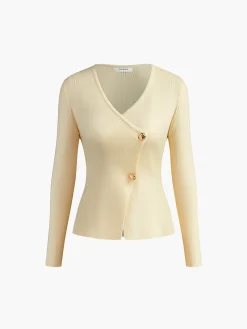 Cross Design Button Jersey Cardigan