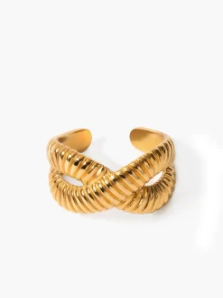Cross Ripple Open Ring