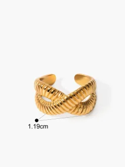 Cross Ripple Open Ring