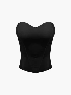 Cup Detail Zippered Tube Corset Top