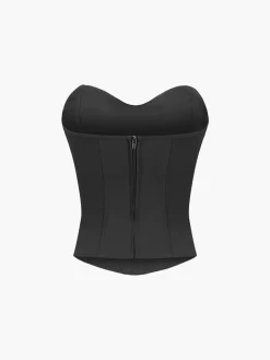 Cup Detail Zippered Tube Corset Top