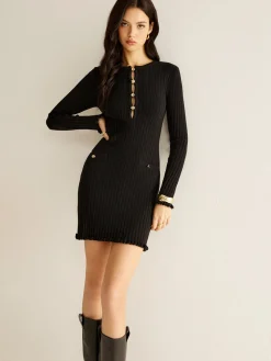Cutout Lettuce Trim Sweater Dress