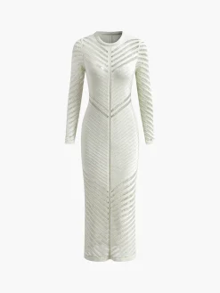 Cutout Long Sleeve Sweater Long Dress