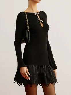 Cutout Panel Jersey Dress