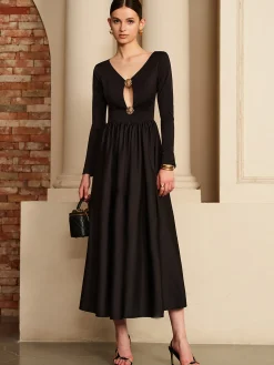 Cutout Pleated Panel Dress