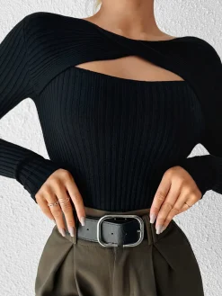 Cutout Skinny Knit Top