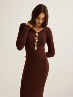 Cutout Slim Sweater Long Dress
