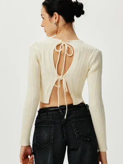 Cutout Tie Back Knit Cardigan