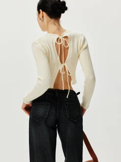 Cutout Tie Back Knit Cardigan