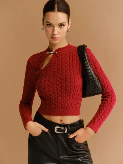 Cutout Twist Crop Sweater