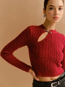 Cutout Twist Crop Sweater