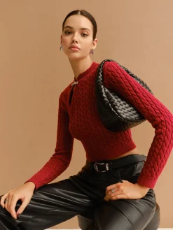 Cutout Twist Crop Sweater