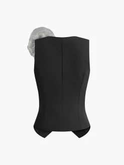 3D Flower Button Vest