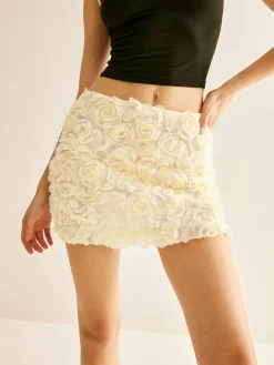 3D Flower Chiffon Mini Skirt