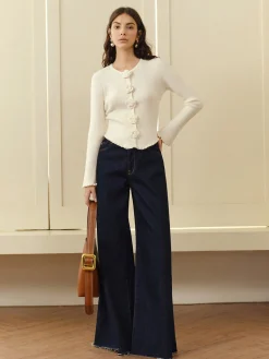 3D Flower Lettuce Trim Cardigan