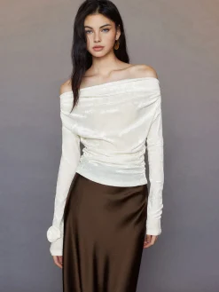 3D Flower Off-Shoulder Jersey Top