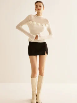 3D Flower Panel Soft Knit Top