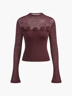 3D Flower Panel Soft Knit Top